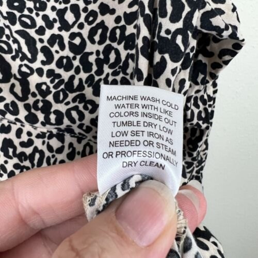 Grand & Greene Small Leopard Animal Print Roll Tab Long Sleeve Button Up Blouse - Picture 8 of 14